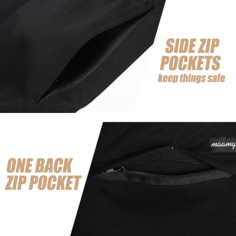 maamgic Mens Athletic Gym Shorts 5.5" Elastic Waist Casual Pajama Pocket Jogger Men Workout Short Pants Black Large - Image 3